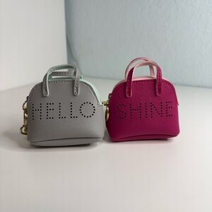 Gray and Pink Mini Handbags keychain x2
